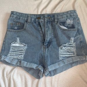 Light blue washed Jean shorts from shein (small)